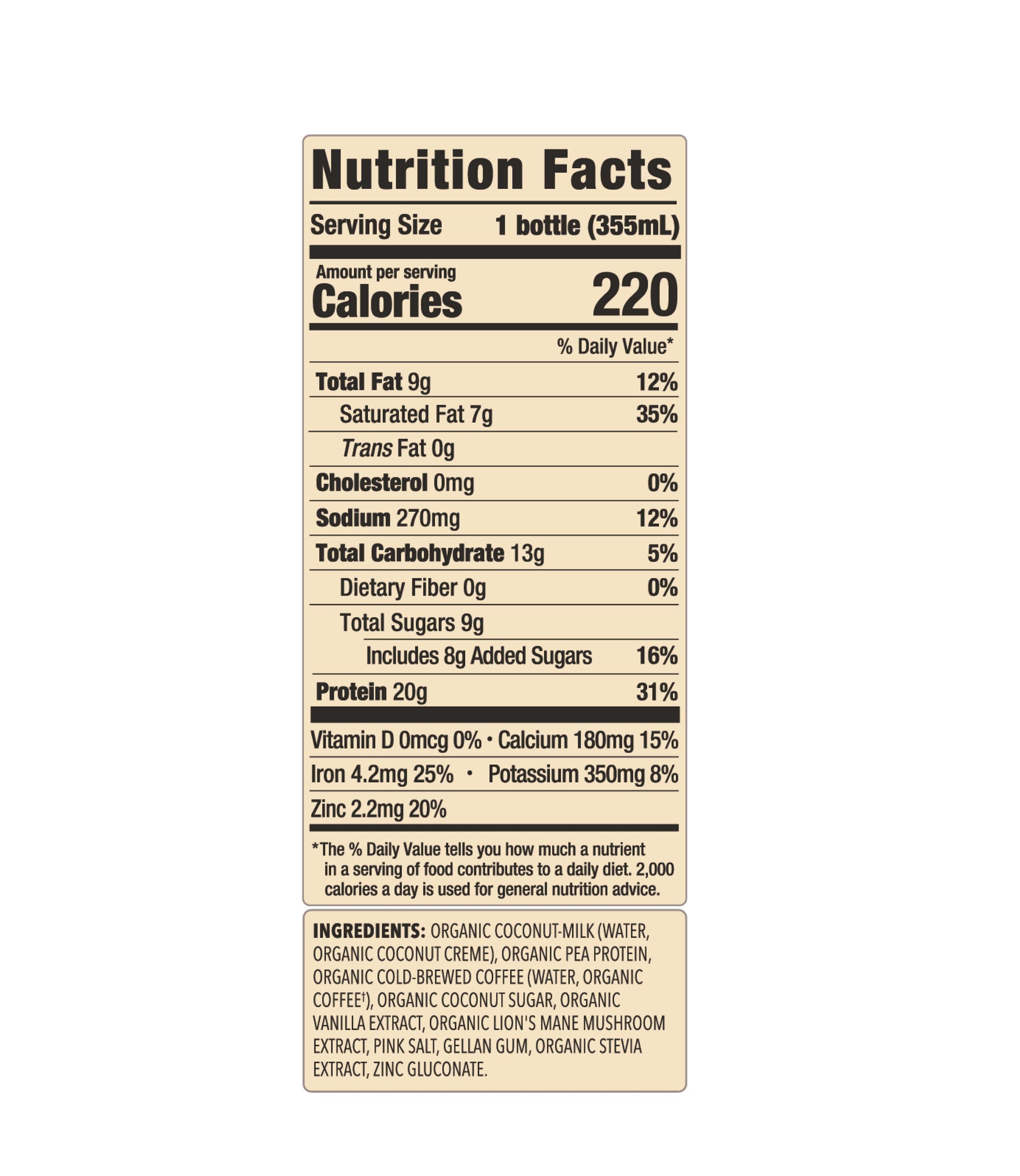 20g Cold Brew Latte Protein Shake